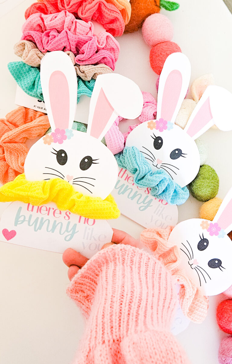 DIY Bunny Scrunchie Easter Basket Stuffer Idea