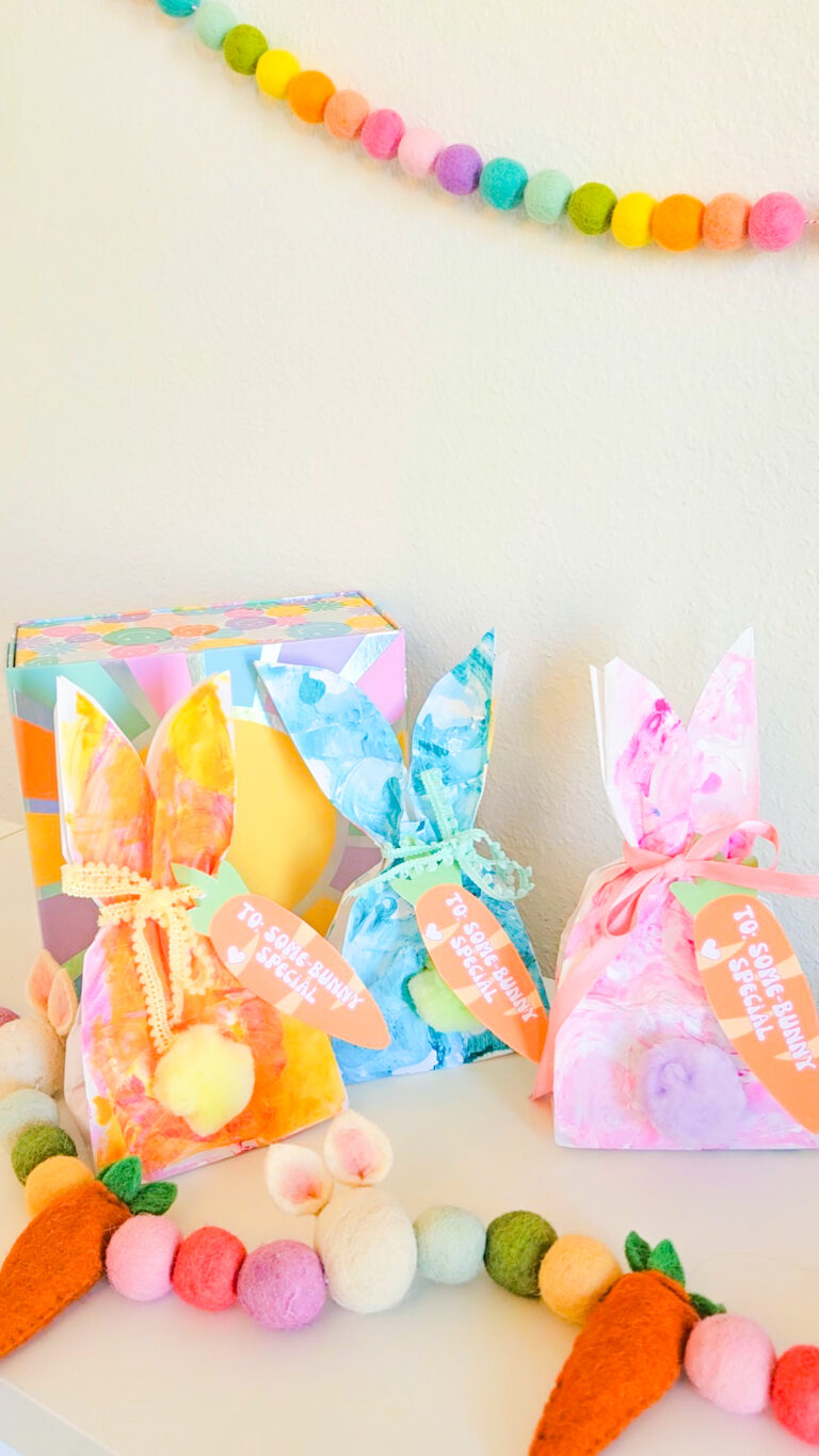 DIY Marble Painted Bunny Bag & Printable