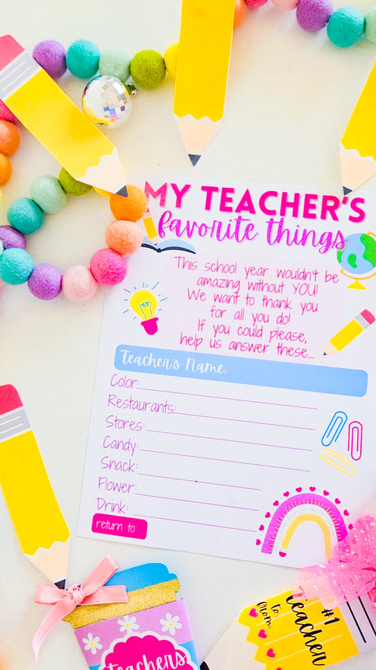 Teacher Favorites Survey FREE Printable