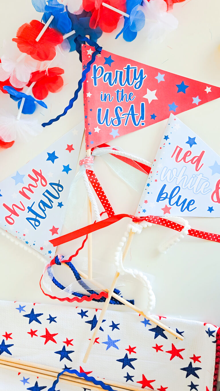 DIY Patriotic Pennant Flags FREE PRINTABLE