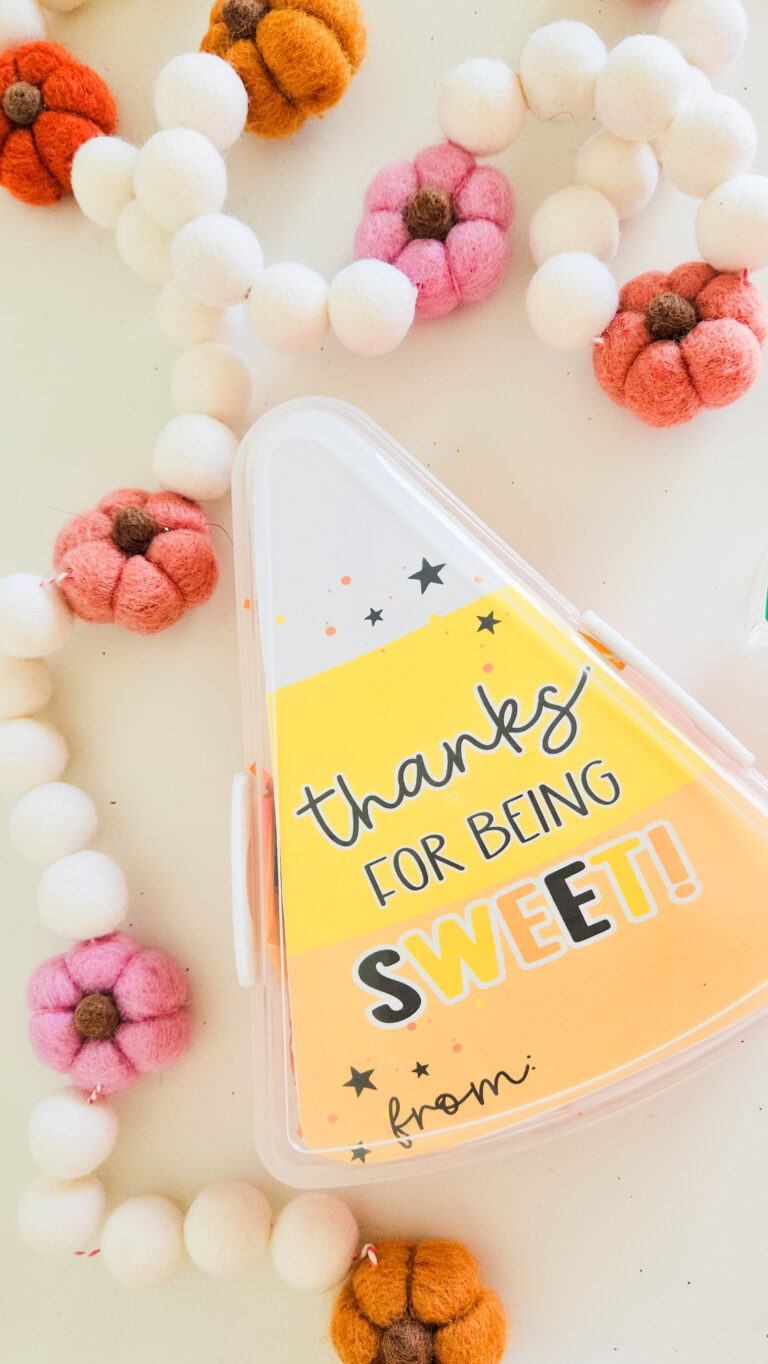 Candy Corn Dollar Tree Pizza Container Gift Idea