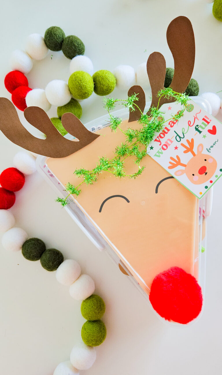 Rudolph Dollar Tree Pizza Container Gift